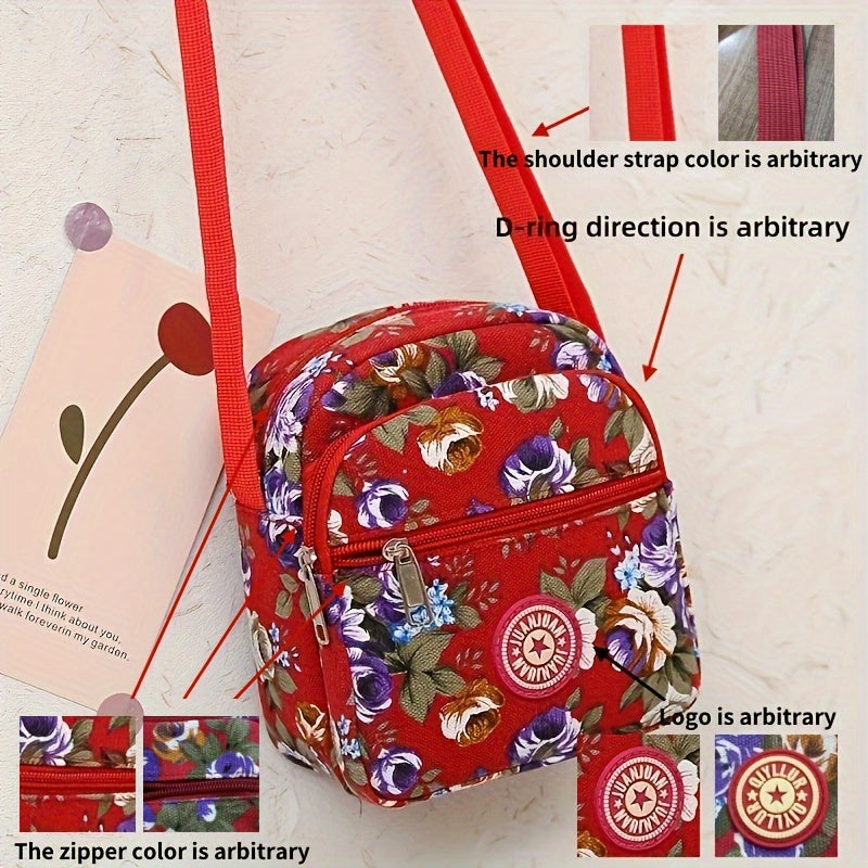 [Crossbody Bag] Soft-Sided Printed Crossbody Bag, Mini Shoulder Bag with Texture for Casual Use