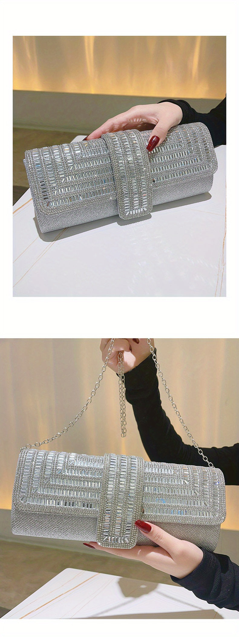 Evening Clutch Women Fashion Envelope Bag Prom Luxury Purse Sparkling Crystal Handbag Cocktail Party Handbag