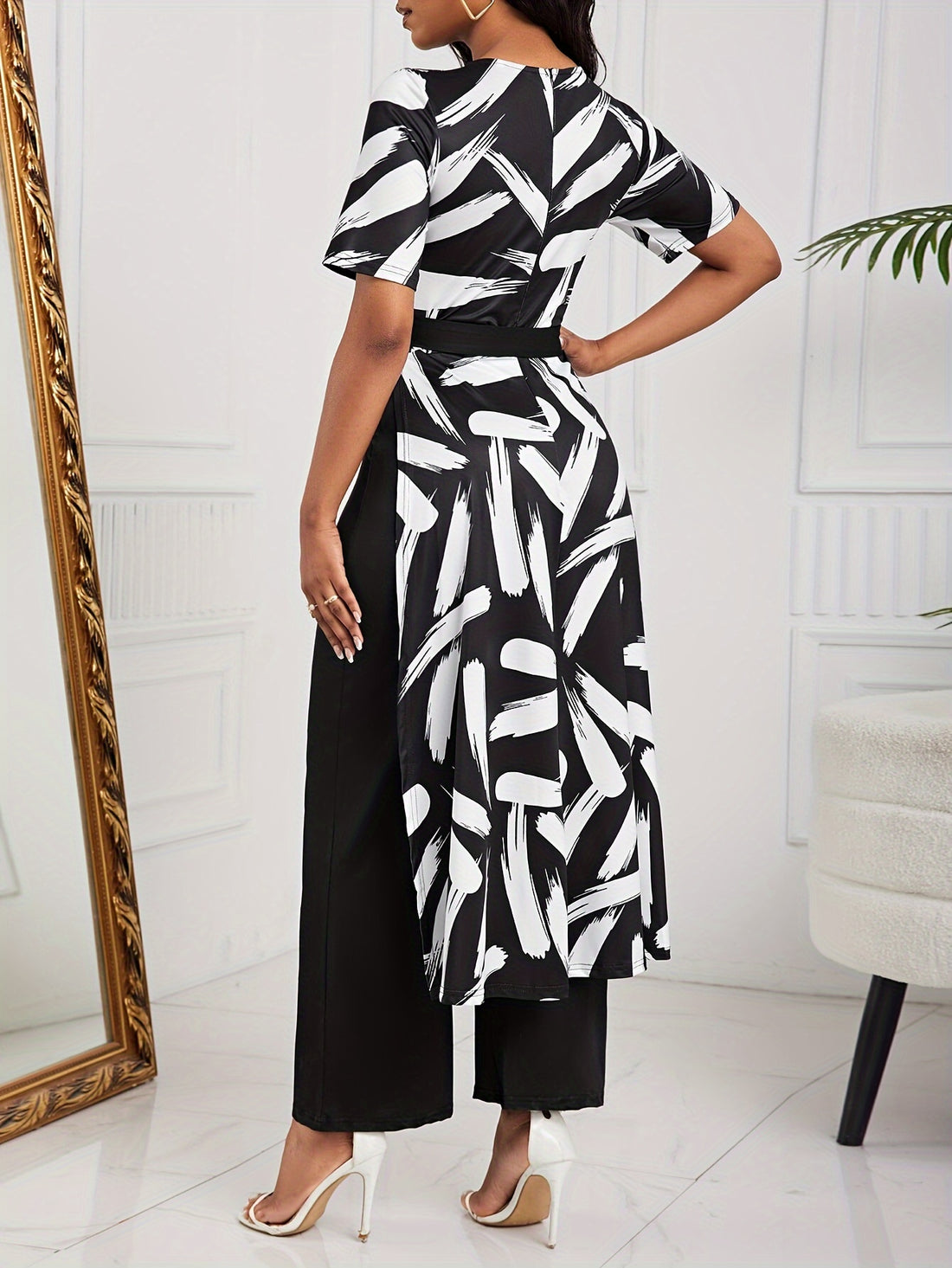 Wide Leg Jumpsuit for Women with Overskirt