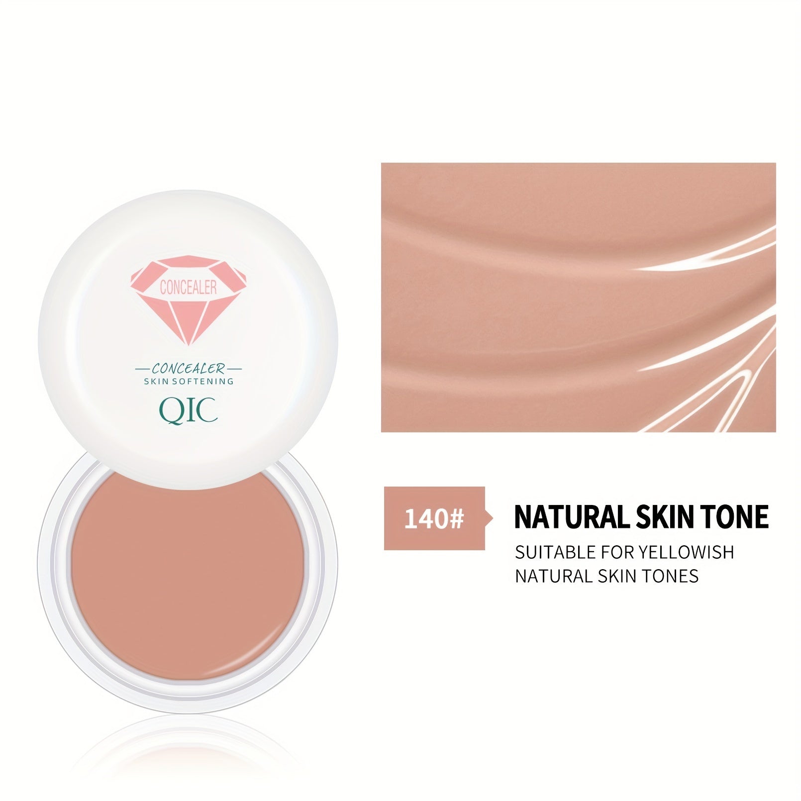 QIC Full Coverage Concealer & Foundation - Matte Finish, Natural Coverage for Dark Circles, Blemishes, & Contouring, Non-Cakey Formula, All Light Beige Types, Plant-Based Squalane, 1fl.oz, Beauty Product, Sleek Packaging, Smo