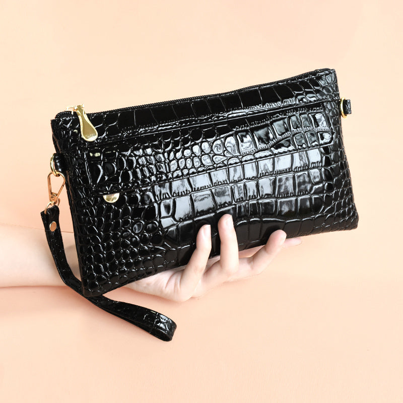 Croc Embossed Clutch Bag Women's Elegant Crossbody
