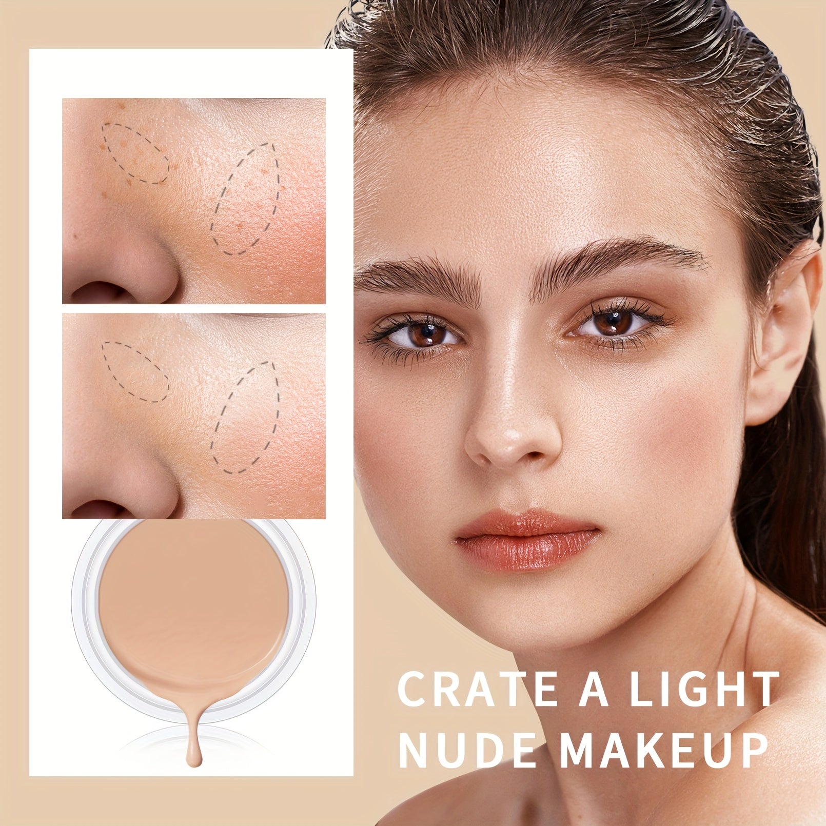 QIC Full Coverage Concealer & Foundation - Matte Finish, Natural Coverage for Dark Circles, Blemishes, & Contouring, Non-Cakey Formula, All Light Beige Types, Plant-Based Squalane, 1fl.oz, Beauty Product, Sleek Packaging, Smo