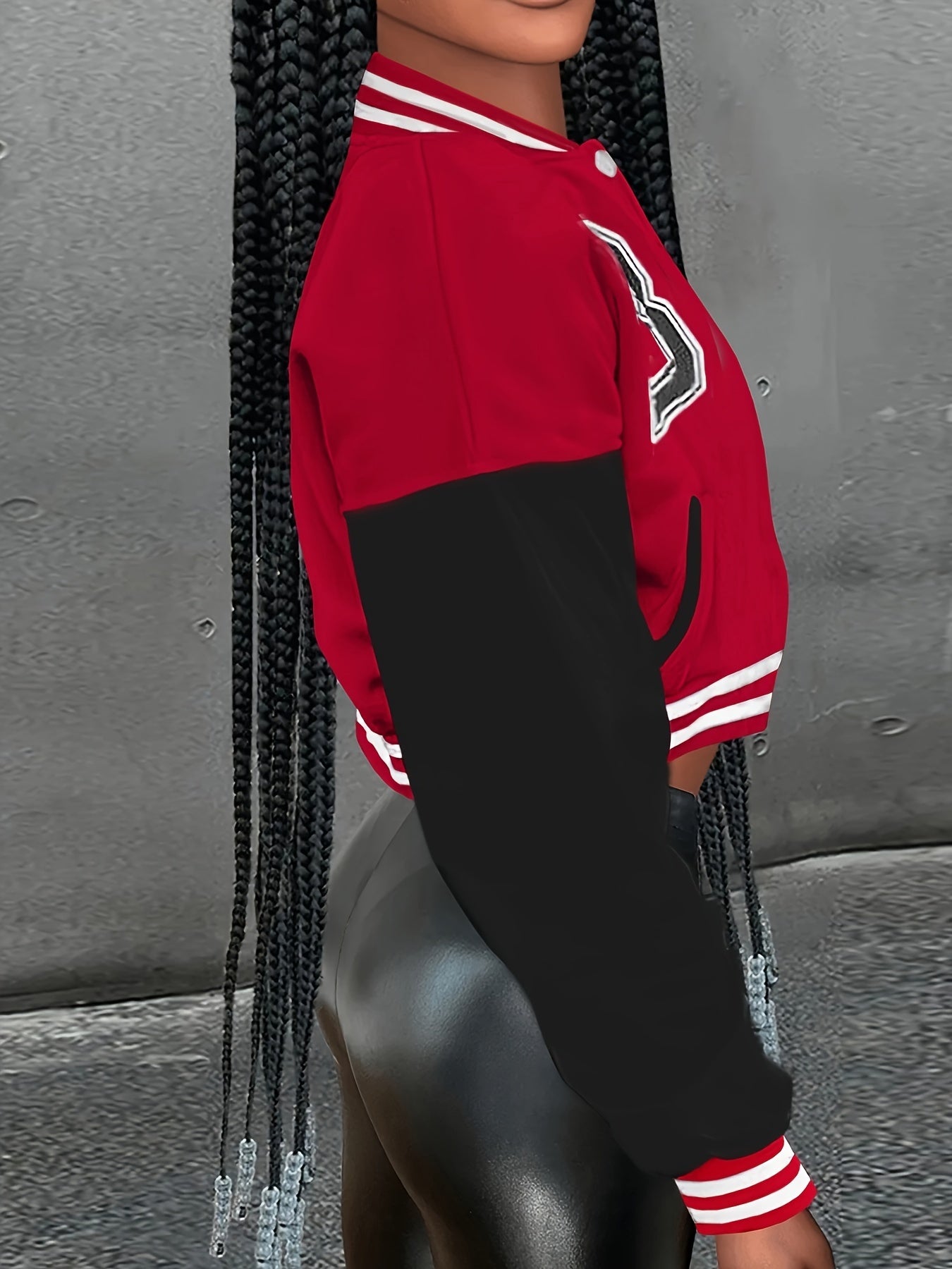 Patchwork Preppy Style Jacket Women, Autumn Crop Tops Classic Baseball Uniform