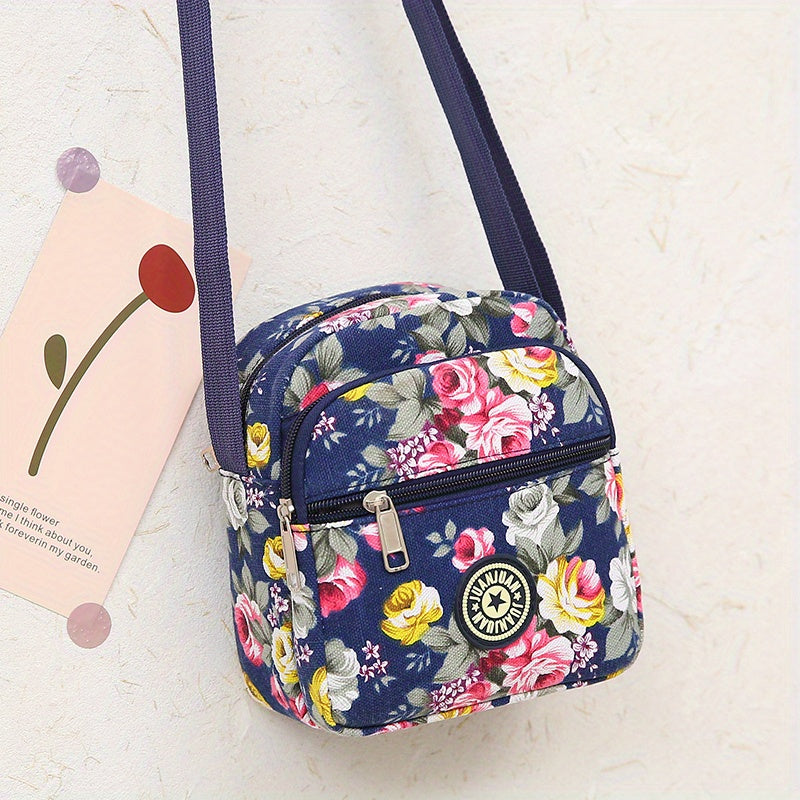 [Crossbody Bag] Soft-Sided Printed Crossbody Bag, Mini Shoulder Bag with Texture for Casual Use