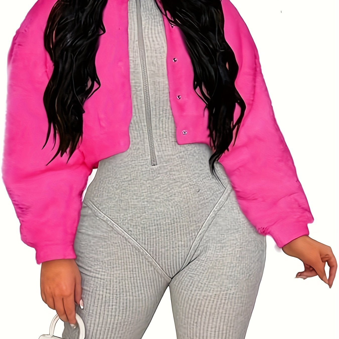 Faux Fur Jacket Women Warm Fluffy Button Crop Coats Casual Outerwear