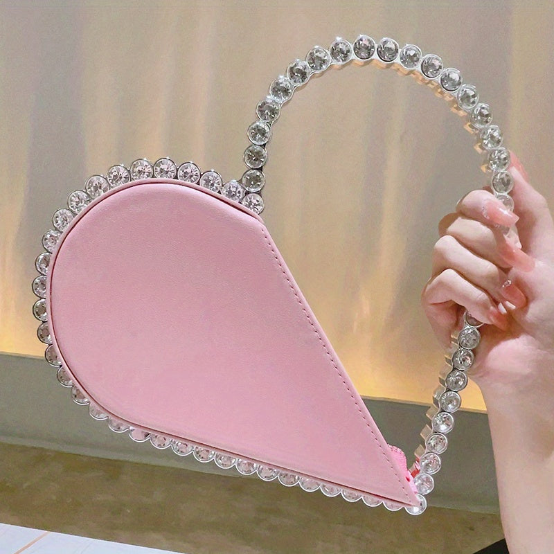 Mini Heart Shape Women's Elegant Evening Bag, Trendy Clutch Purse for Party Prom and Wedding