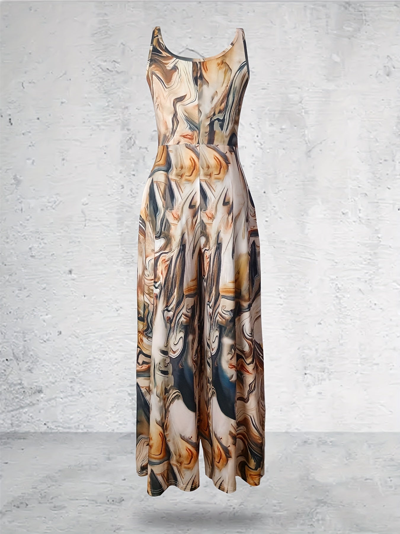 Romantic Baroque Floral Jumpsuit - Bohemian Chic Crew Neck Sleeveless - Wide Leg Womens Fashion Must-Have