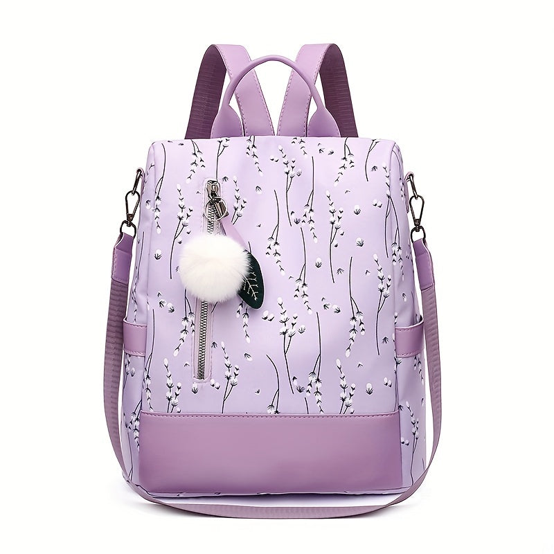 Backpack Purse For Women - Floral Print Shoulder Bag - School Bag