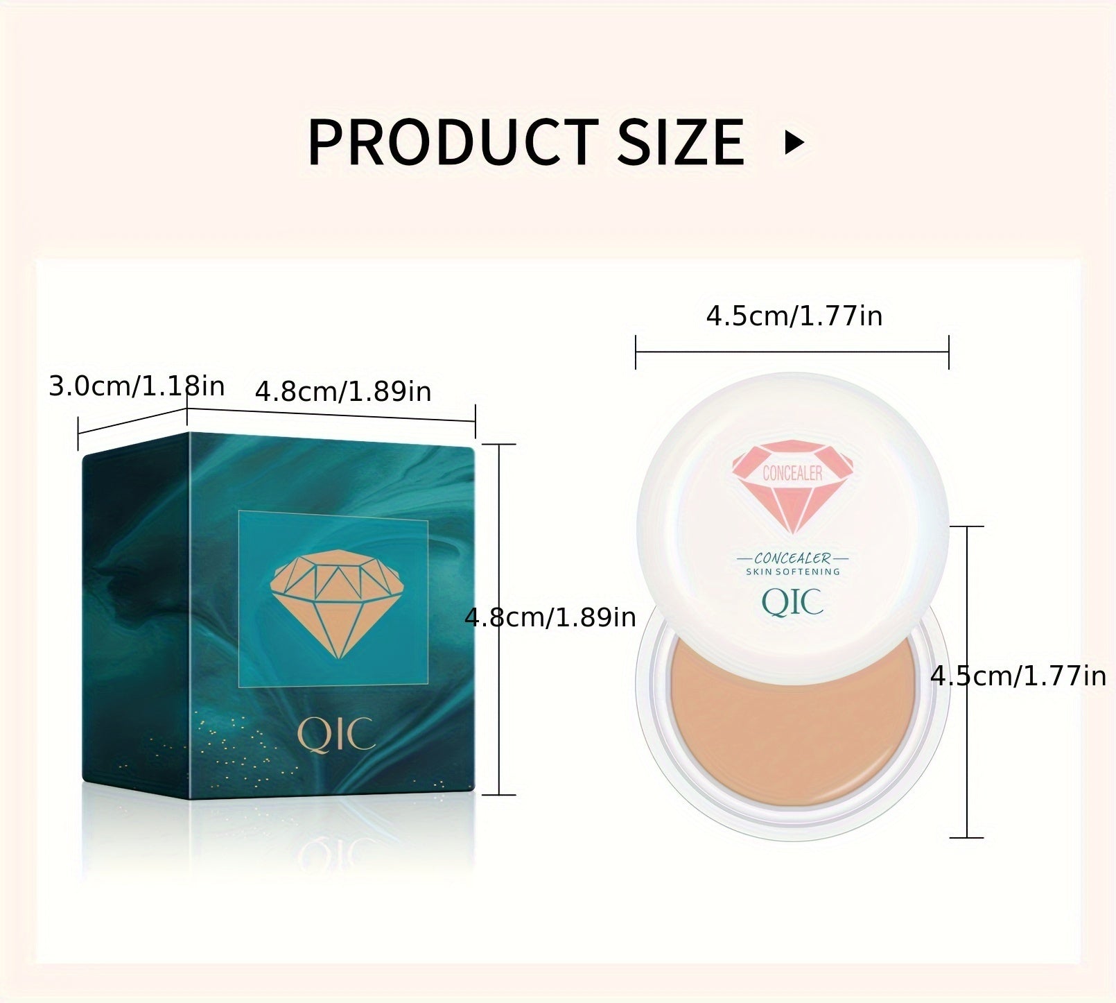 QIC Full Coverage Concealer & Foundation - Matte Finish, Natural Coverage for Dark Circles, Blemishes, & Contouring, Non-Cakey Formula, All Light Beige Types, Plant-Based Squalane, 1fl.oz, Beauty Product, Sleek Packaging, Smo