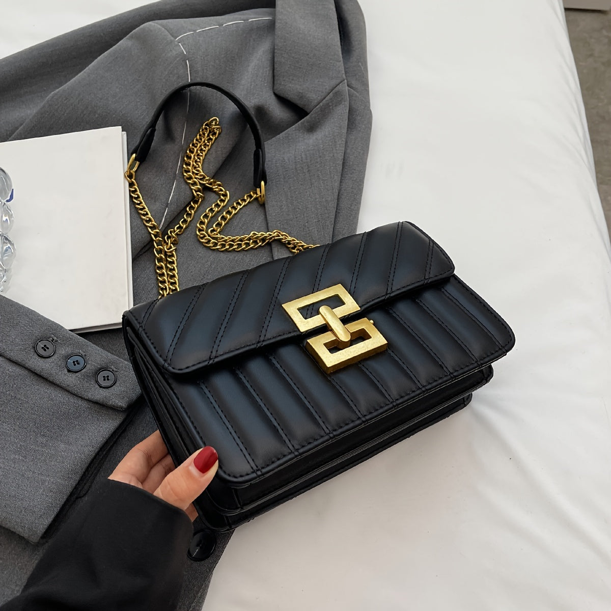 Women's Leather Crossbody - Square PU Bag for All Occasions