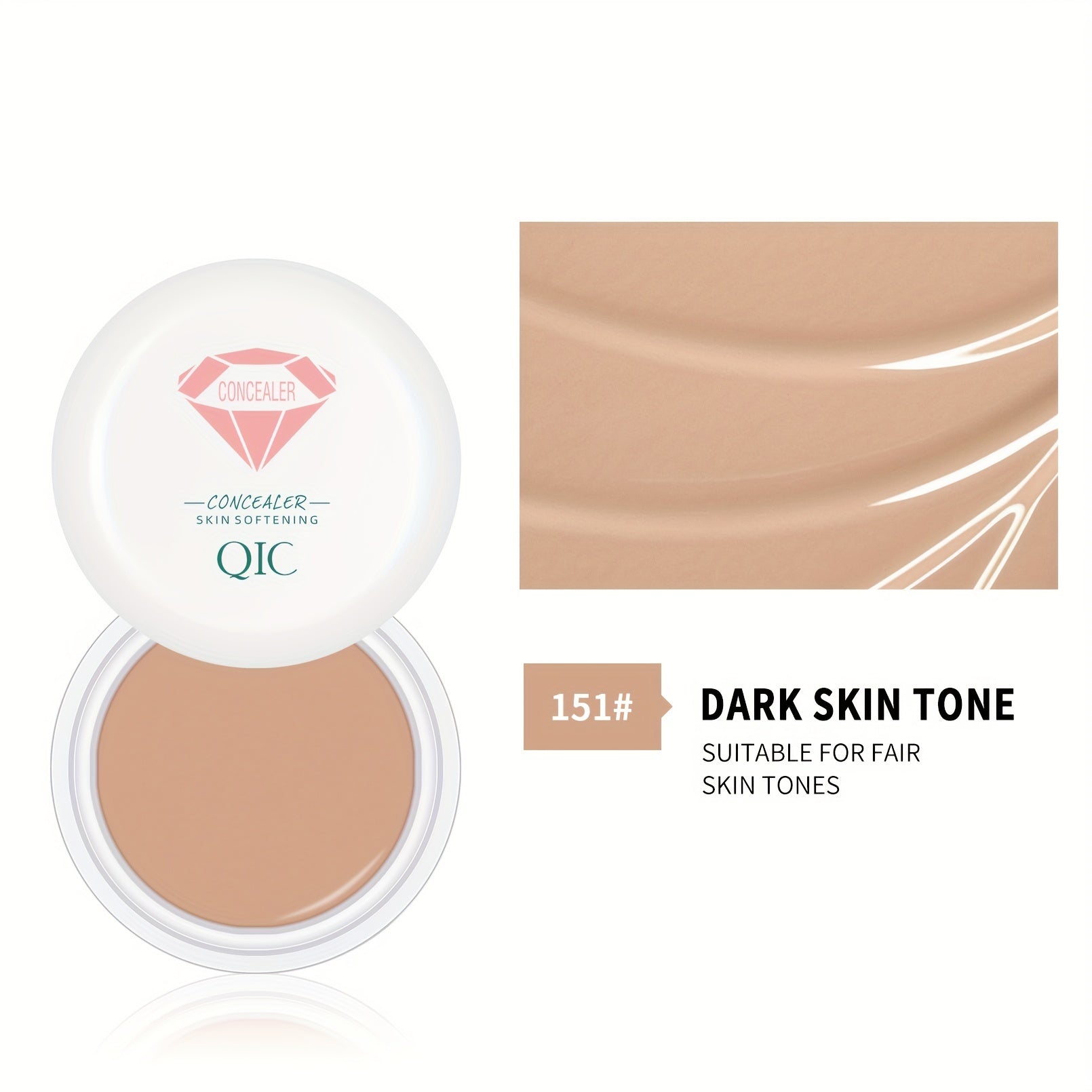 QIC Full Coverage Concealer & Foundation - Matte Finish, Natural Coverage for Dark Circles, Blemishes, & Contouring, Non-Cakey Formula, All Light Beige Types, Plant-Based Squalane, 1fl.oz, Beauty Product, Sleek Packaging, Smo
