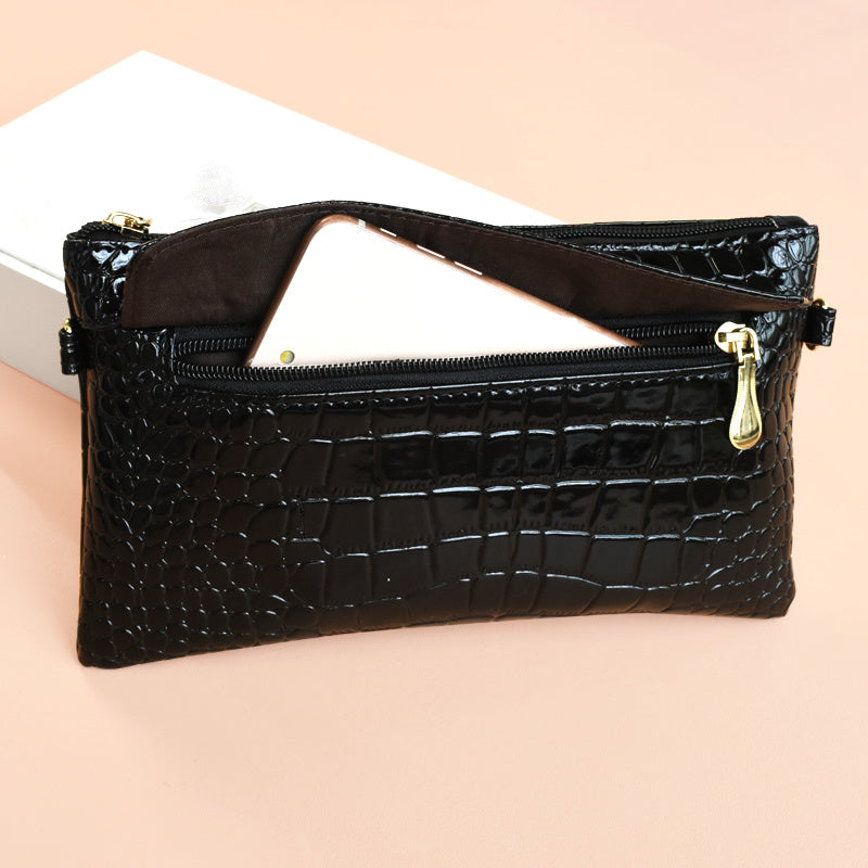 Croc Embossed Clutch Bag Women's Elegant Crossbody