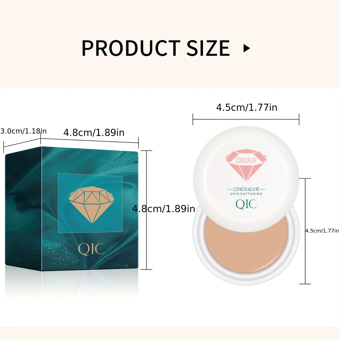 QIC Full Coverage Concealer & Foundation - Matte Finish, Natural Coverage for Dark Circles, Blemishes, & Contouring, Non-Cakey Formula, All Light Beige Types, Plant-Based Squalane, 1fl.oz, Beauty Product, Sleek Packaging, Smo