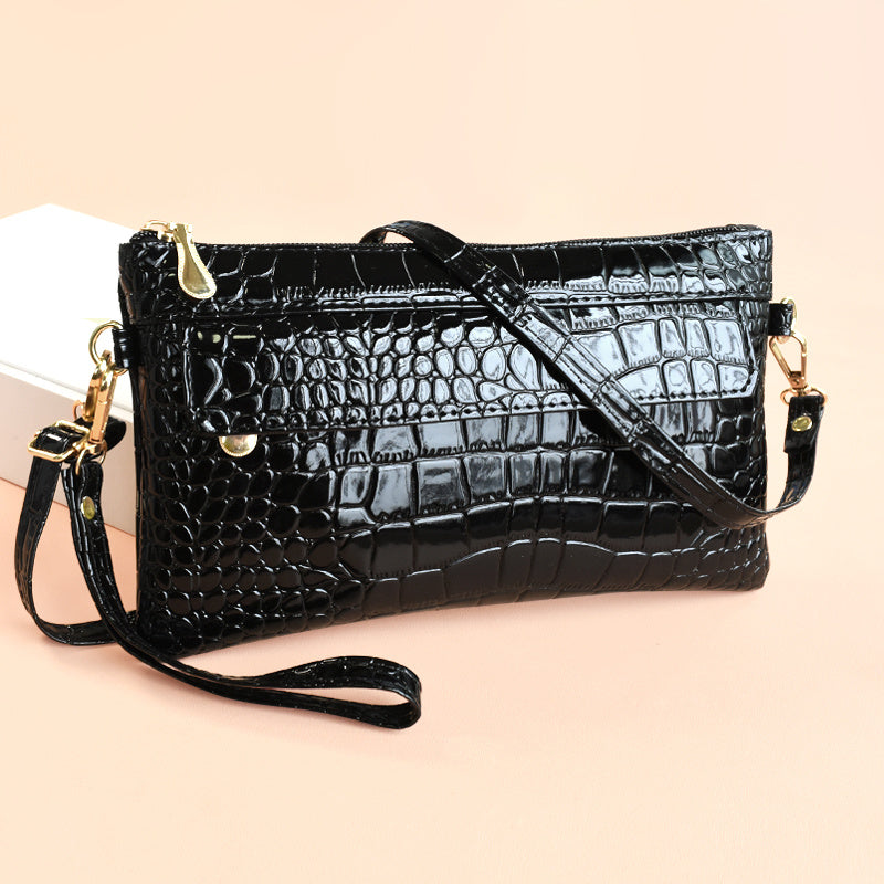 Croc Embossed Clutch Bag Women's Elegant Crossbody