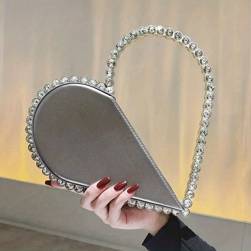 Mini Heart Shape Women's Elegant Evening Bag, Trendy Clutch Purse for Party Prom and Wedding