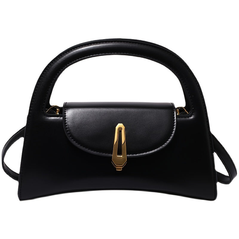 Vintage Black Handbag with Golden Clasp & Chain Strap