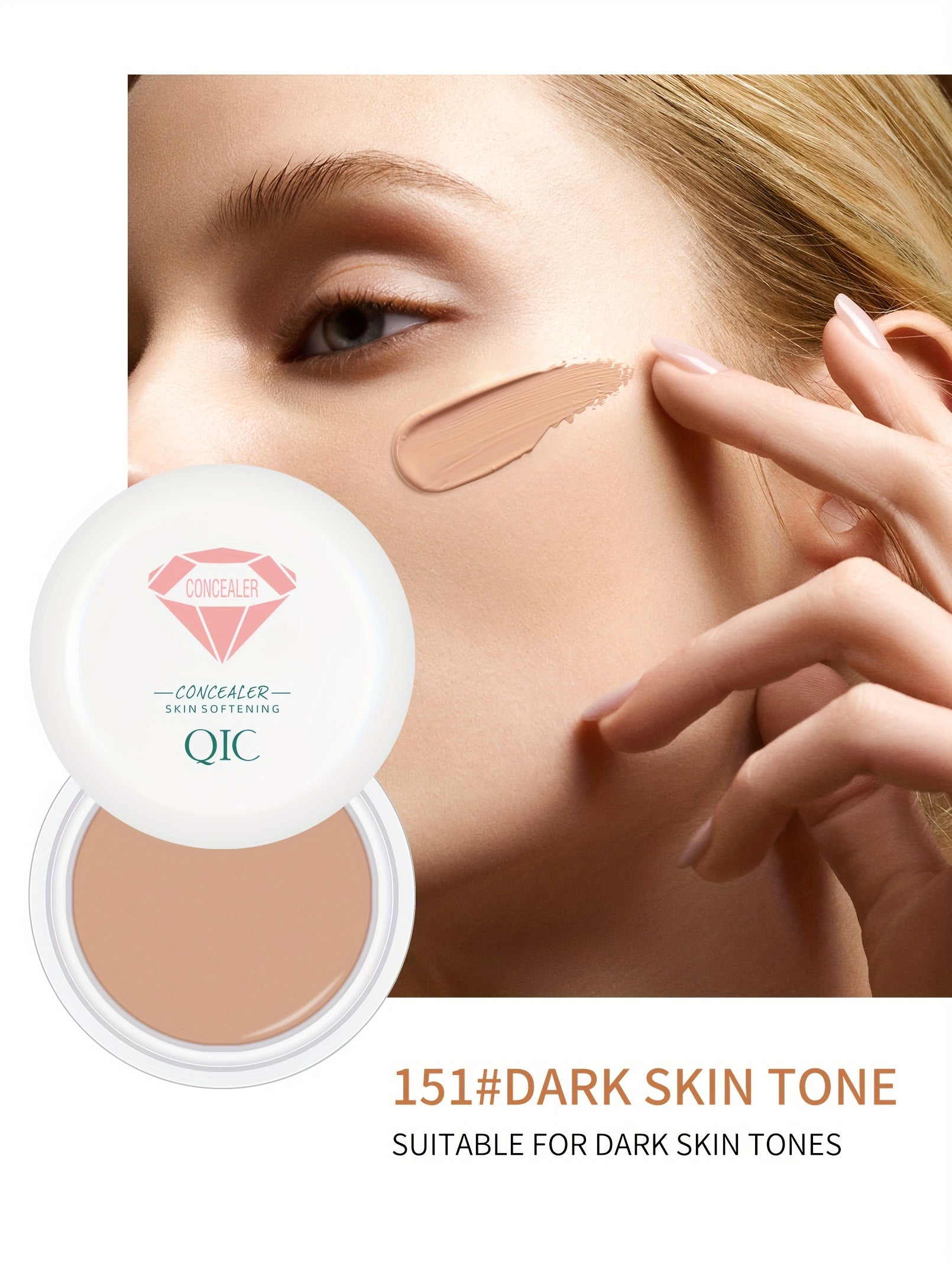 QIC Full Coverage Concealer & Foundation - Matte Finish, Natural Coverage for Dark Circles, Blemishes, & Contouring, Non-Cakey Formula, All Light Beige Types, Plant-Based Squalane, 1fl.oz, Beauty Product, Sleek Packaging, Smo