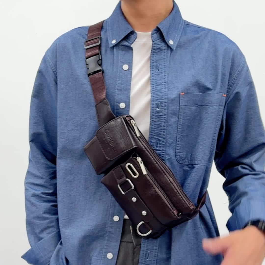 Large Capacity Waterproof Single Shoulder Bag, Men's Business Backpack with Multi-pocket and Wear-resistant Crossbody Design