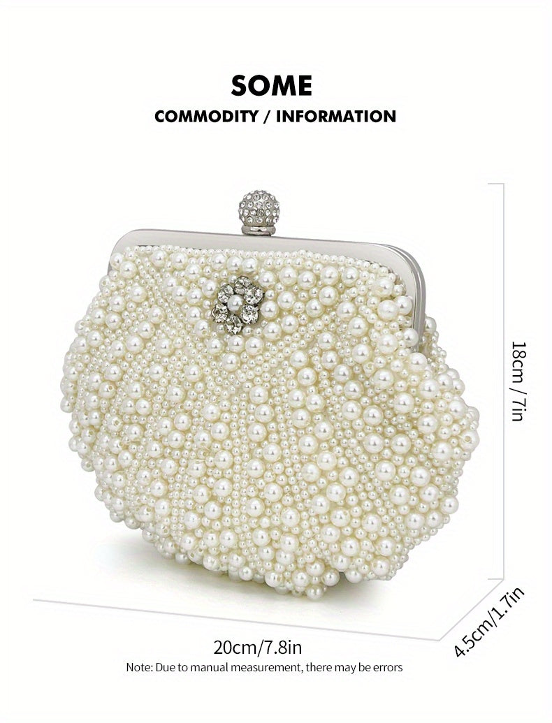 Event Clutch Bag, Buckle Metal Chain Handbag, Floral Handle Party Bag For Wedding