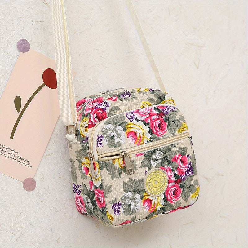 [Crossbody Bag] Soft-Sided Printed Crossbody Bag, Mini Shoulder Bag with Texture for Casual Use