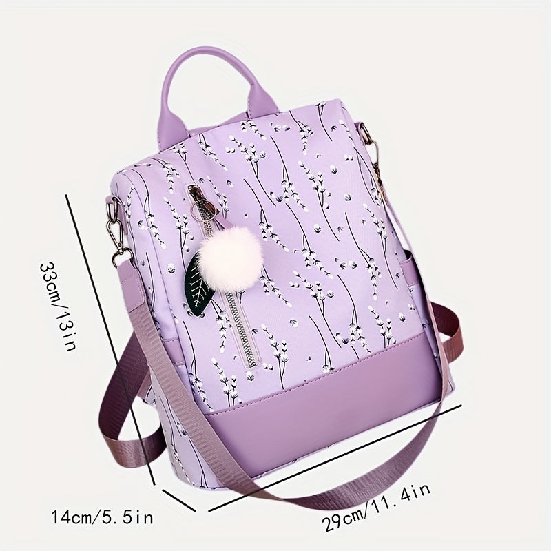 Backpack Purse For Women - Floral Print Shoulder Bag - School Bag
