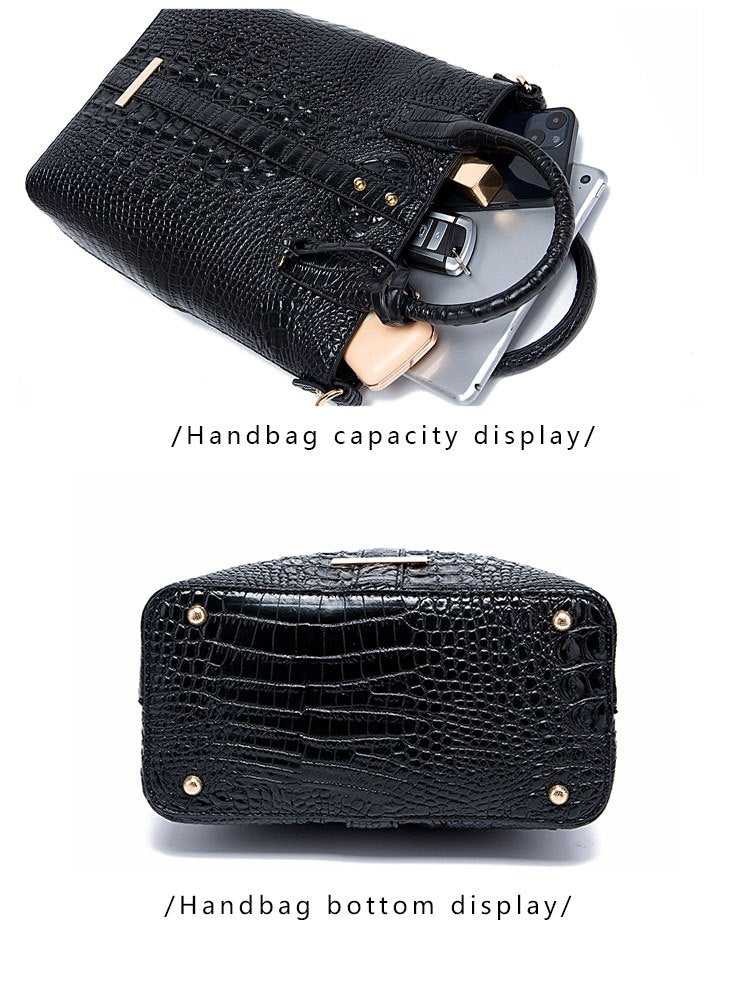 Luxurious Crocodile Embossed PU Tote Bag - Removable Strap, Buckle Closure, Edge Painted - Classic Womens Office and Work Purse for Trendy Ladies