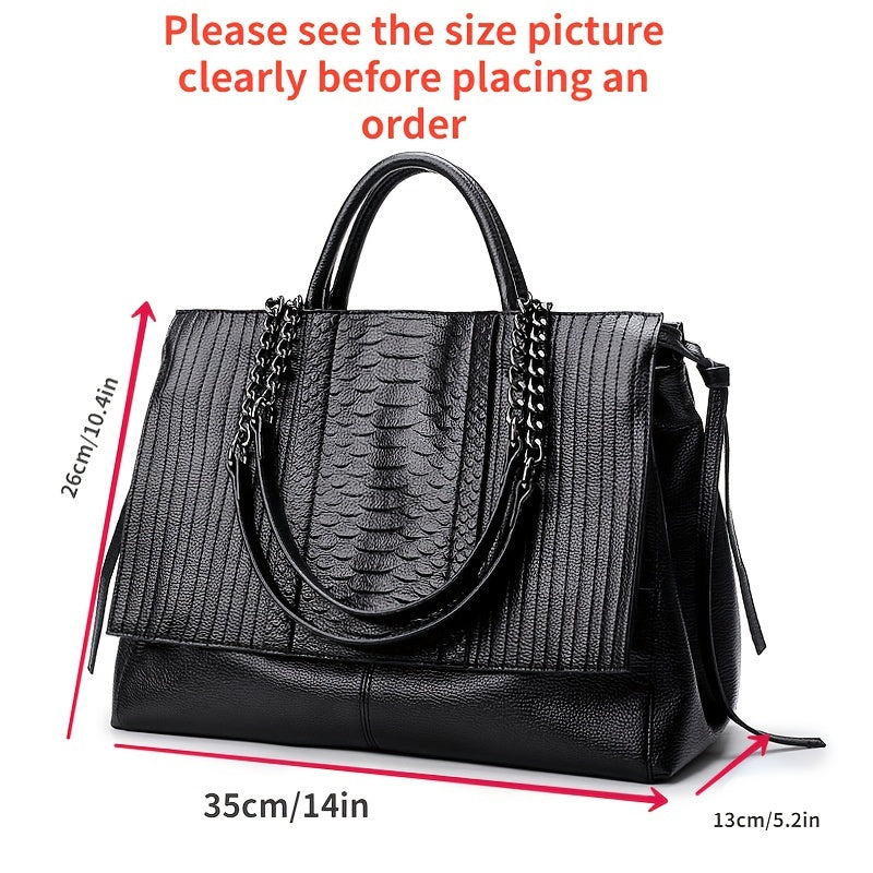 Large Capacity Crocodile Embossed Faux Leather Satchel Purse - Adjustable Crossbody Bag with Zipper Closure, Tassel Embellishment, and Polyester Lining - Avant Garde Animal Print Design for Womens Occasional Use